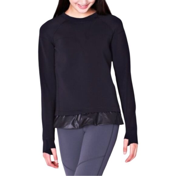 Lululemon’s Ivivva Star Gazer Spacer Pullover- Black Neoprene Girls 8 - Picture 1 of 9